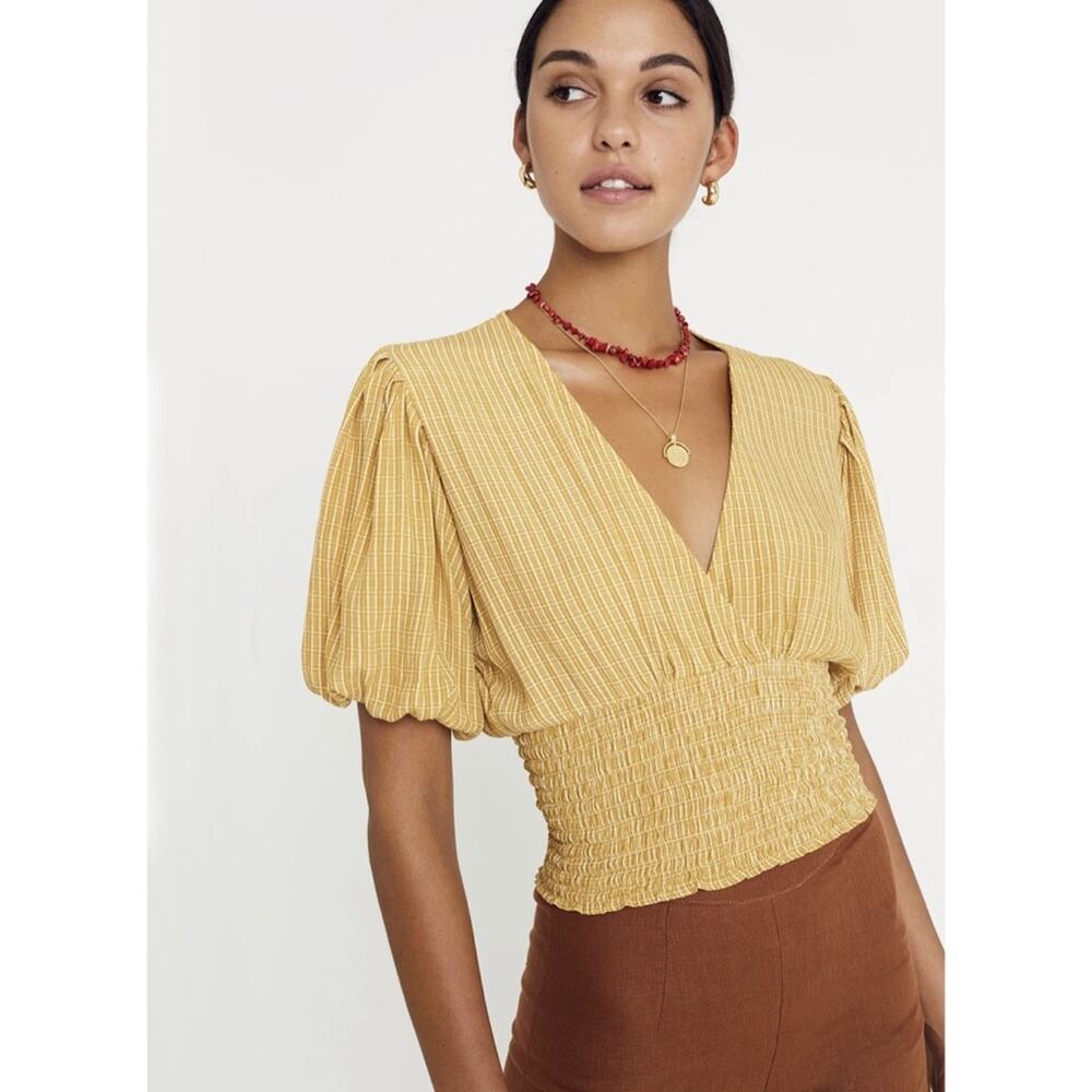 Faithfull the Brand Ceretti Check Desert Oma Top, Size 2